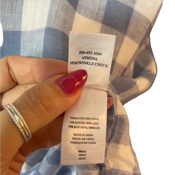 RAILS Athena Crop Wrap Gingham Blouse - blue & white, size small - Picture 4 of 15